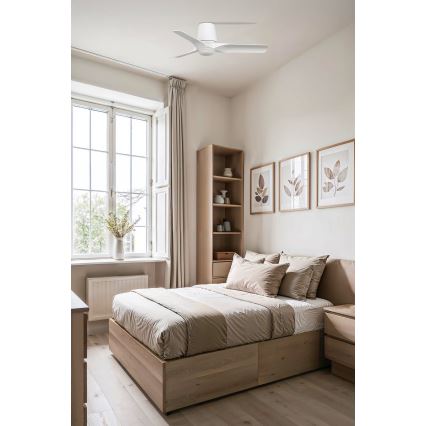 FARO 33826WT-1TW - Ανεμιστήρας οροφής HEY TUB με ρυθμιζόμενο φωτισμό LED/10W/230V 2700/3000/4000K λευκός, διάμ. 90 cm Wi-Fi Tuya + τηλεχειριστήριο