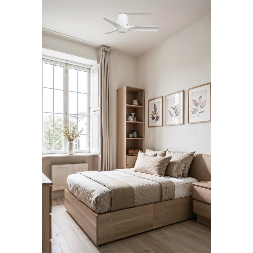 FARO 33826WT-1TW - Ανεμιστήρας οροφής HEY TUB με ρυθμιζόμενο φωτισμό LED/10W/230V 2700/3000/4000K λευκός, διάμ. 90 cm Wi-Fi Tuya + τηλεχειριστήριο