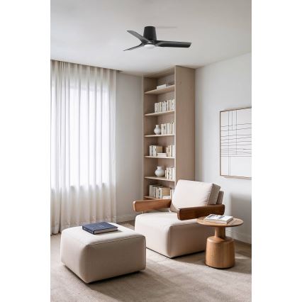 FARO 33827-1TW - Ανεμιστήρας οροφής LED με ρύθμιση φωτεινότητας HEY TUB με LED/10W/230V 2700/3000/4000K, μαύρος, διάμ. 90 cm + τηλεχειριστήριο