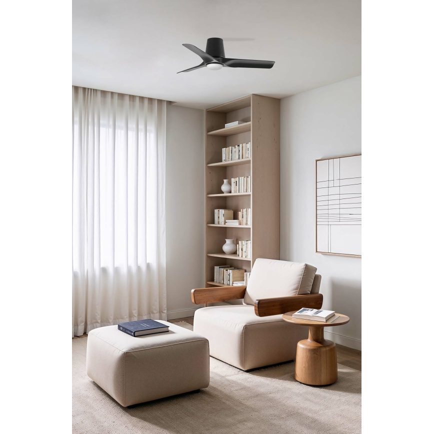FARO 33827-1TW - Ανεμιστήρας οροφής LED με ρύθμιση φωτεινότητας HEY TUB με LED/10W/230V 2700/3000/4000K, μαύρος, διάμ. 90 cm + τηλεχειριστήριο