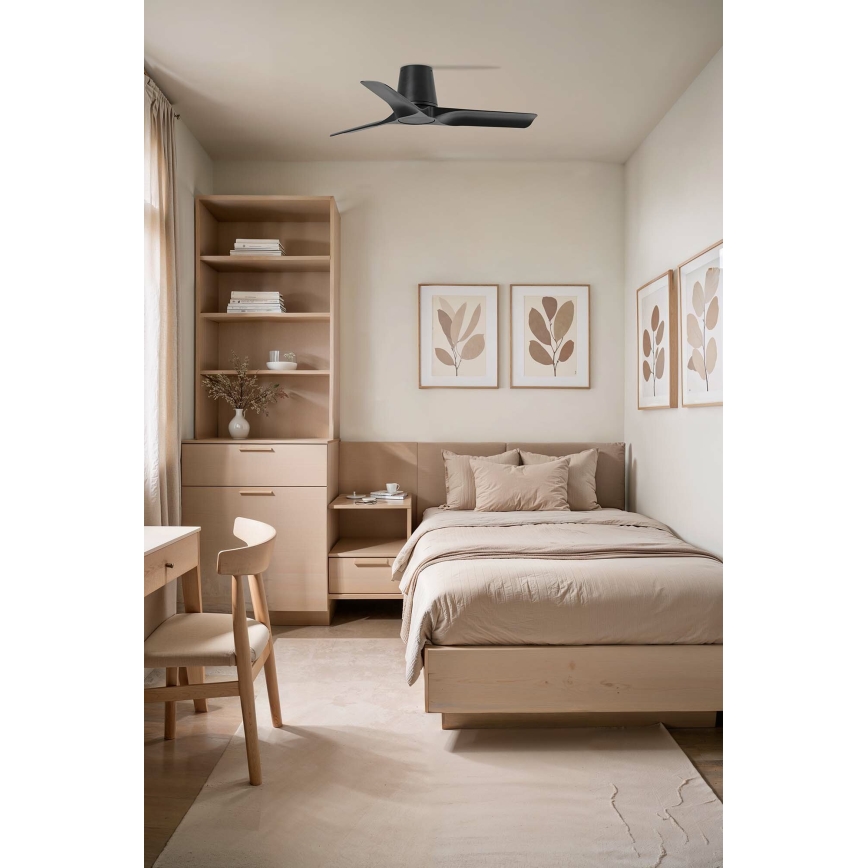 FARO 33827WT - Ανεμιστήρας οροφής HEY TUB S μαύρο διάμετρος 90 cm Wi-Fi Tuya + τηλεχειριστήριο