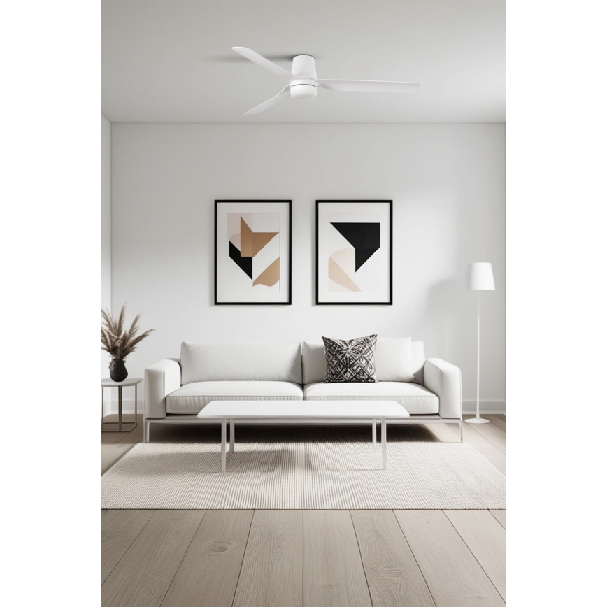 FARO 33828-1TW - Ανεμιστήρας οροφής LED με δυνατότητα ρύθμισης φωτεινότητας PUNT TUB M LED/18W/230V 2700/3000/4000K διάμ. 130 cm λευκός + τηλεχειριστήριο