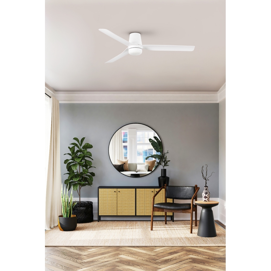 FARO 33828WT1S - Ρυθμιζόμενος ανεμιστήρας οροφής LED PUNT TUB M LED/18W/230V 2700/3000/4000K διάμ. 132 cm σε λευκό Wi-Fi Tuya + τηλεχειριστήριο