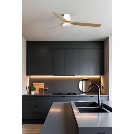 FARO 33829-1TW - Ανεμιστήρας οροφής LED Dimmable PUNT TUB M LED/18W/230V 3000/4200/6500K διάμετρος 130 cm λευκό/brown+ τηλεχειριστήριο