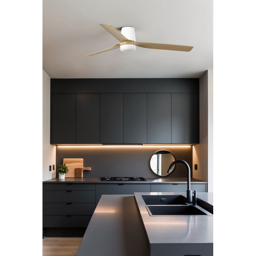 FARO 33829-1TW - Ανεμιστήρας οροφής LED Dimmable PUNT TUB M LED/18W/230V 3000/4200/6500K διάμετρος 130 cm λευκό/brown+ τηλεχειριστήριο