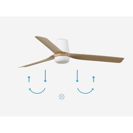 FARO 33829-1TW - Ανεμιστήρας οροφής LED Dimmable PUNT TUB M LED/18W/230V 3000/4200/6500K διάμετρος 130 cm λευκό/brown+ τηλεχειριστήριο