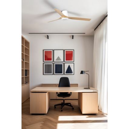 FARO 33829WT - Ανεμιστήρας οροφής PUNT TUB M καφέ/λευκό διάμετρος 132 cm Wi-Fi Tuya + τηλεχειριστήριο