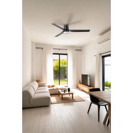 FARO 33830-1TW - Ανεμιστήρας οροφής LED Dimmable PUNT TUB M LED/18W/230V 3000/4200/6500K διάμετρος 130 cm μαύρο + τηλεχειριστήριο