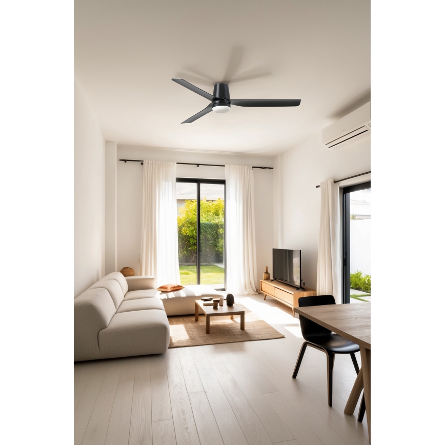 FARO 33830-1TW - Ανεμιστήρας οροφής LED Dimmable PUNT TUB M LED/18W/230V 3000/4200/6500K διάμετρος 130 cm μαύρο + τηλεχειριστήριο