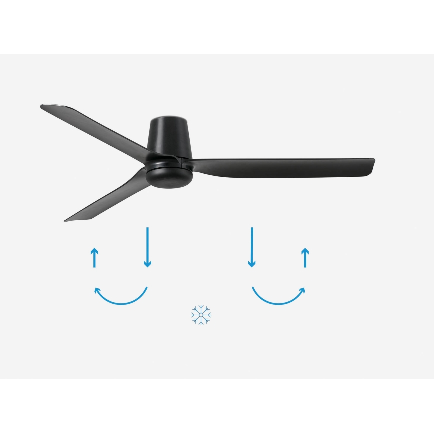 FARO 33830 - Οροφής ανεμιστήρας PUNT TUB M μαύρο διάμ. 130 εκ. + τηλεχειριστήριο