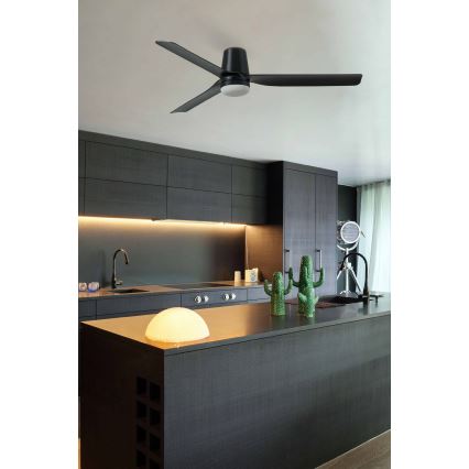 FARO 33830WT-1TW - Ανεμιστήρας οροφής LED Dimmable PUNT TUB M LED/18W/230V 3000/4200/6500K μαύρο διάμετρος 132 cm Wi-Fi Tuya + τηλεχειριστήριο