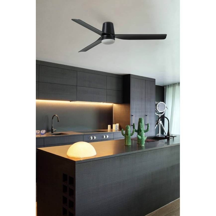 FARO 33830WT-1TW - Ανεμιστήρας οροφής LED Dimmable PUNT TUB M LED/18W/230V 3000/4200/6500K μαύρο διάμετρος 132 cm Wi-Fi Tuya + τηλεχειριστήριο