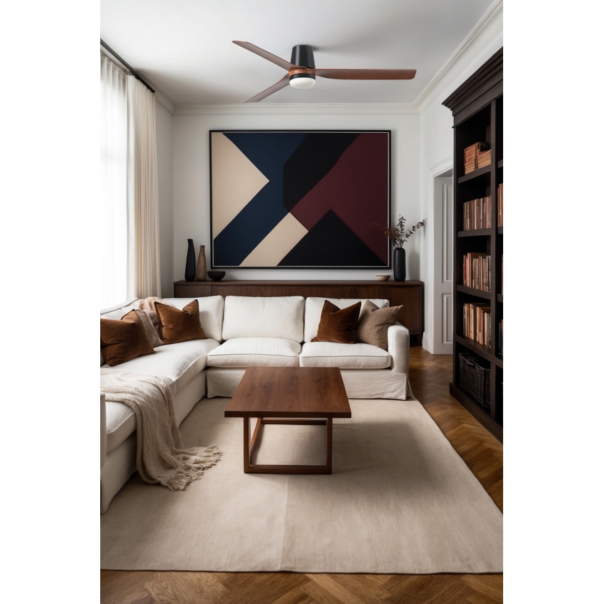 FARO 33831-1TW - Ανεμιστήρας οροφής LED με ρύθμιση φωτεινότητας PUNT TUB M LED/18W/230V 2700/3000/4000K διάμ. 130 cm καφέ/μαύρο + τηλεχειριστήριο