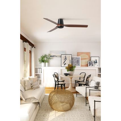 FARO 33831WT - Ανεμιστήρας οροφής PUNT TUB M καφέ/μαύρο διάμετρος 132 cm Wi-Fi Tuya + τηλεχειριστήριο