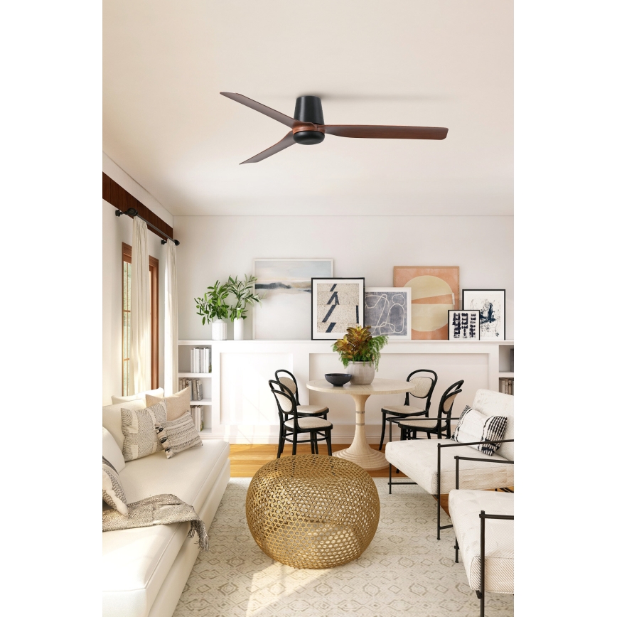 FARO 33831WT - Ανεμιστήρας οροφής PUNT TUB M καφέ/μαύρο διάμετρος 132 cm Wi-Fi Tuya + τηλεχειριστήριο