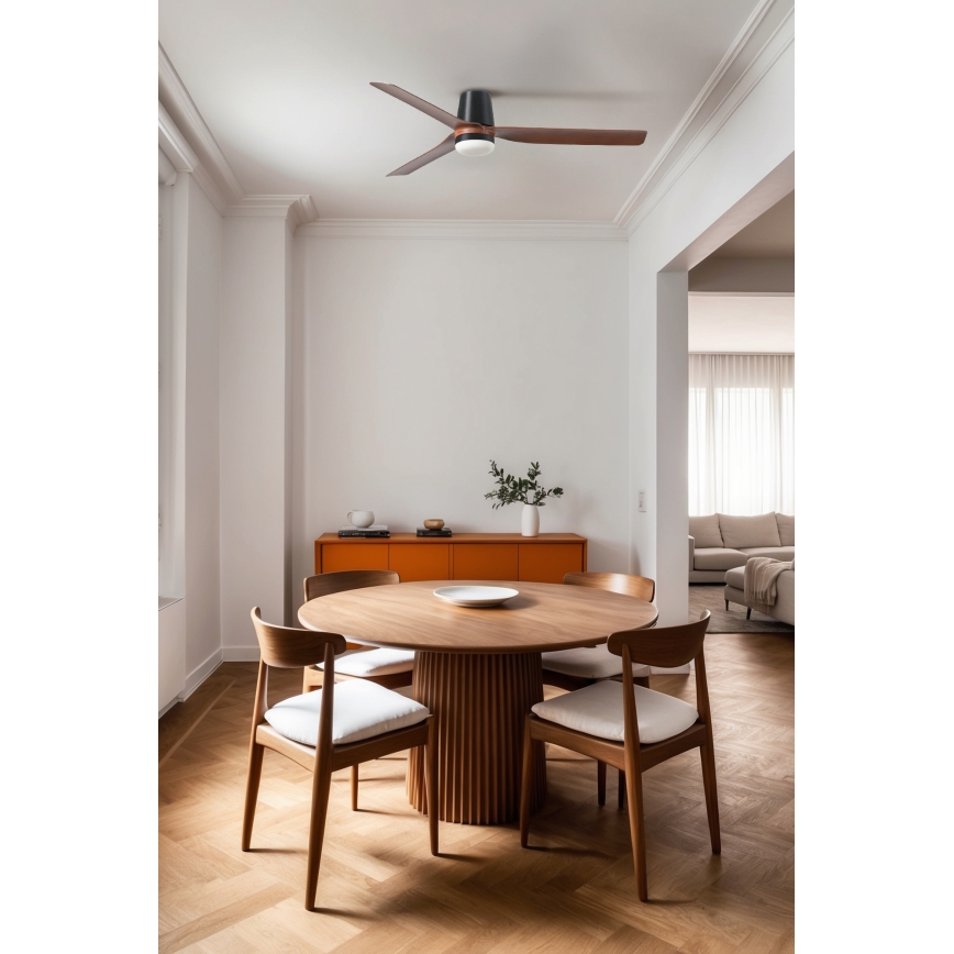 FARO 33831WT1S - LED ανεμιστήρας οροφής με ρυθμιζόμενο φωτισμό PUNT TUB M LED/18W/230V 2700/3000/4000K διάμ.132 cm καφέ/μαύρο Wi-Fi Tuya + τηλεχειριστήριο