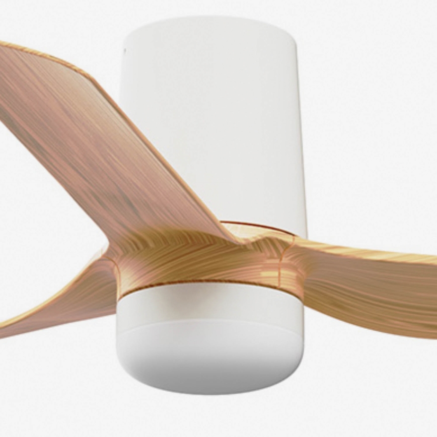 FARO 33833WT-1TW - Ανεμιστήρας οροφής LED Dimmable MINI PUNT TUB S LED/10W/230V 2700/4000/6000K καφέ/λευκό διάμετρος 90 cm Wi-Fi Tuya + τηλεχειριστήριο