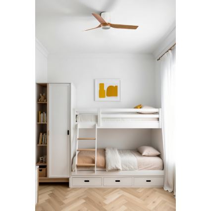 FARO 33833WT - Ανεμιστήρας οροφής MINI PUNT TUB S καφέ/λευκό διάμετρος 90 cm Wi-Fi Tuya + τηλεχειριστήριο