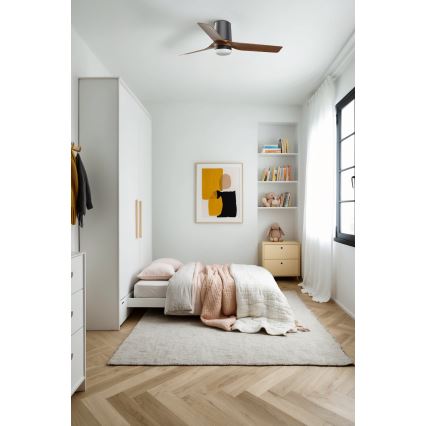 FARO 33835-1TW - LED ανεμιστήρας οροφής με ρύθμιση φωτεινότητας MINI PUNT TUB με LED/10W/230V 2700/3000/4000K διάμ. 90 cm καφέ/μαύρο + τηλεχειριστήριο