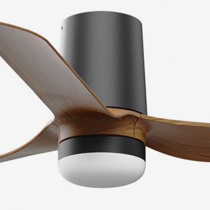 FARO 33835WT-1TW - Ανεμιστήρας οροφής LED Dimmable MINI PUNT TUB S LED/10W/230V 2700/4000/6000K καφέ/μαύρο διάμετρος 90 cm Wi-Fi Tuya + τηλεχειριστήριο