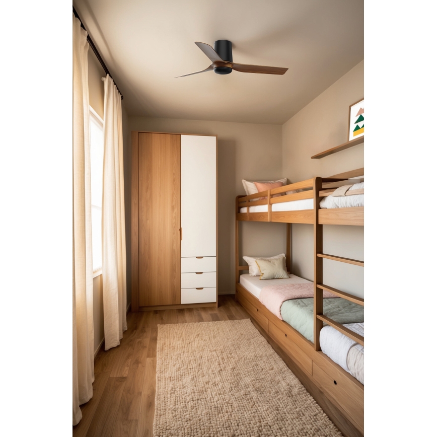 FARO 33835WT - Ανεμιστήρας οροφής MINI PUNT TUB S καφέ/μαύρο διάμετρος 90 cm Wi-Fi Tuya + τηλεχειριστήριο