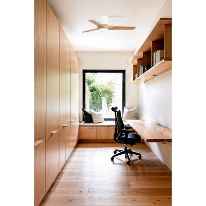 FARO 33836-1TW - Ρυθμιζόμενος LED οροφής ανεμιστήρας HEYWOOD TUB με LED/10W/230V 2700/4000/6000K πεύκο/λευκό διάμετρος 90 εκ. + τηλεχειριστήριο