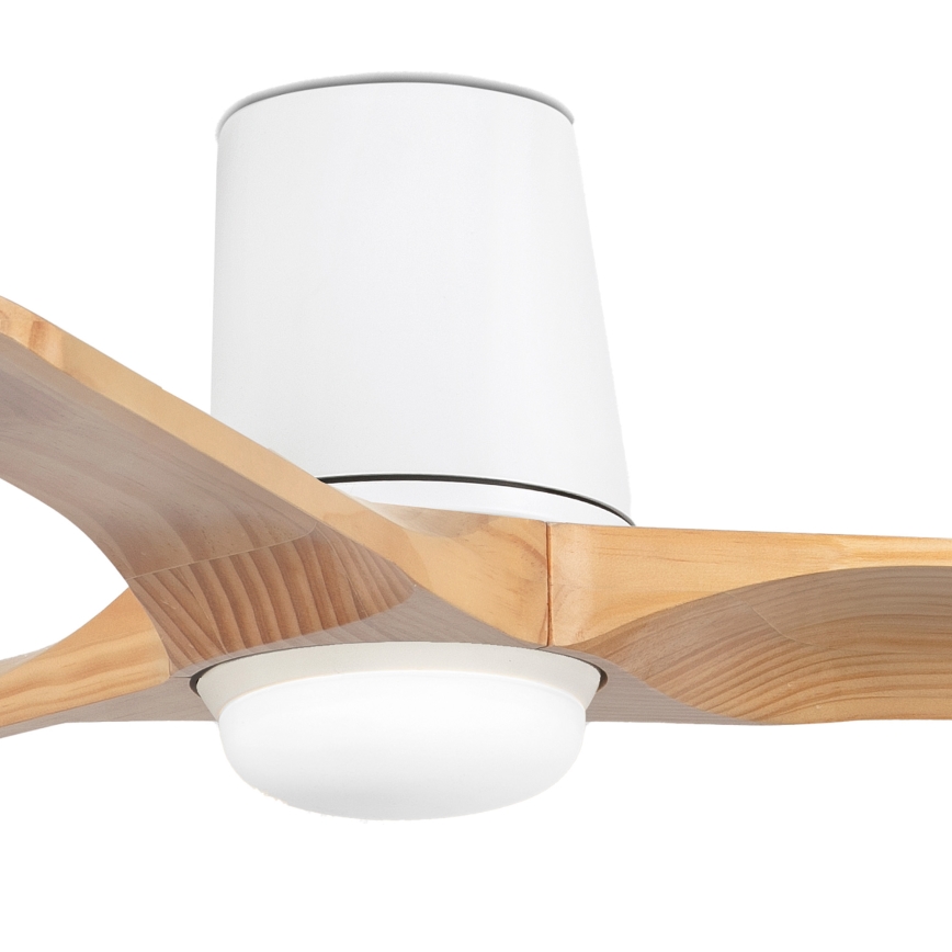 FARO 33836-1TW - Ρυθμιζόμενος LED οροφής ανεμιστήρας HEYWOOD TUB με LED/10W/230V 2700/4000/6000K πεύκο/λευκό διάμετρος 90 εκ. + τηλεχειριστήριο