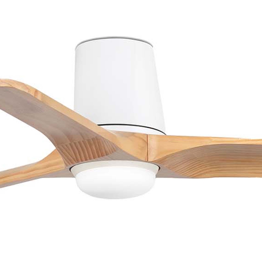 FARO 33836WT-1TW - Ρυθμιζόμενος ανεμιστήρας οροφής LED HEYWOOD TUB S LED/10W/230V 2700/3000/4000K πεύκο/λευκό διάμ. 90 cm Wi-Fi Tuya + τηλεχειριστήριο