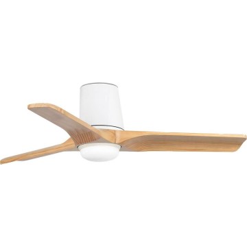 FARO 33836WT-1TW - Ρυθμιζόμενος ανεμιστήρας οροφής LED HEYWOOD TUB S LED/10W/230V 2700/3000/4000K πεύκο/λευκό διάμ. 90 cm Wi-Fi Tuya + τηλεχειριστήριο
