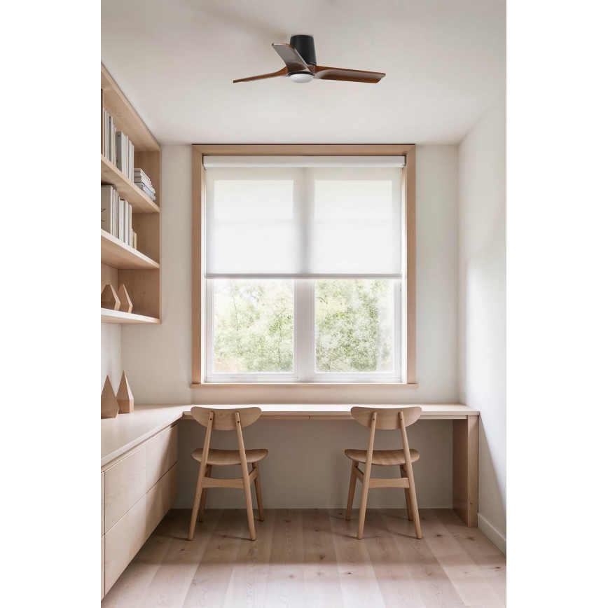 FARO 33837-1TW - Ανεμιστήρας οροφής LED με ρύθμιση φωτεινότητας HEYWOOD TUB S LED/10W/230V 2700/3000/4000K πεύκο/μαύρο Ø 90 cm + τηλεχειριστήριο