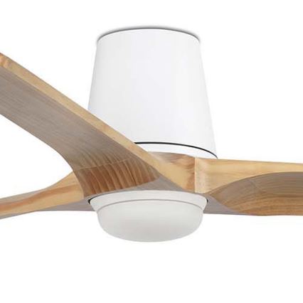 FARO 33838WT-1TW - Ανεμιστήρας οροφής LED Dimmable HEYWOOD TUB L LED/10W/230V 2700/4000/6000K πεύκο/λευκό διάμετρος 132 cm Wi-Fi Tuya + τηλεχειριστήριο