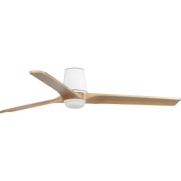 FARO 33838WT-1TW - LED ρυθμιζόμενος ανεμιστήρας οροφής HEYWOOD TUB L LED/10W/230V 2700/3000/4000K πεύκο/λευκό διάμ. 132 cm Wi-Fi Tuya + τηλεχειριστήριο