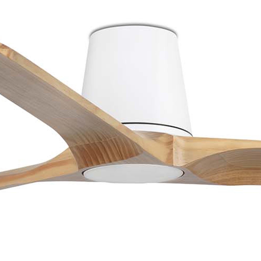 FARO 33838WT - Ανεμιστήρας οροφής HEYWOOD TUB L πεύκο/λευκό διάμετρος 132 cm Wi-Fi Tuya + τηλεχειριστήριο