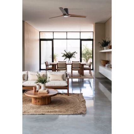 FARO 33839-1TW - Ρυθμιζόμενος LED οροφής ανεμιστήρας HEYWOOD TUB L LED/10W/230V 2700/4000/6000K πεύκο/μαύρο διάμετρος 132 εκ. + τηλεχειριστήριο