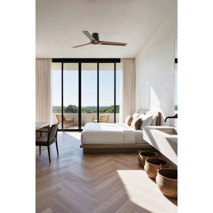 FARO 33839 - Ανεμιστήρας οροφής HEYWOOD TUB L πεύκο/μαύρο διάμετρος 132 cm + τηλεχειριστήριο