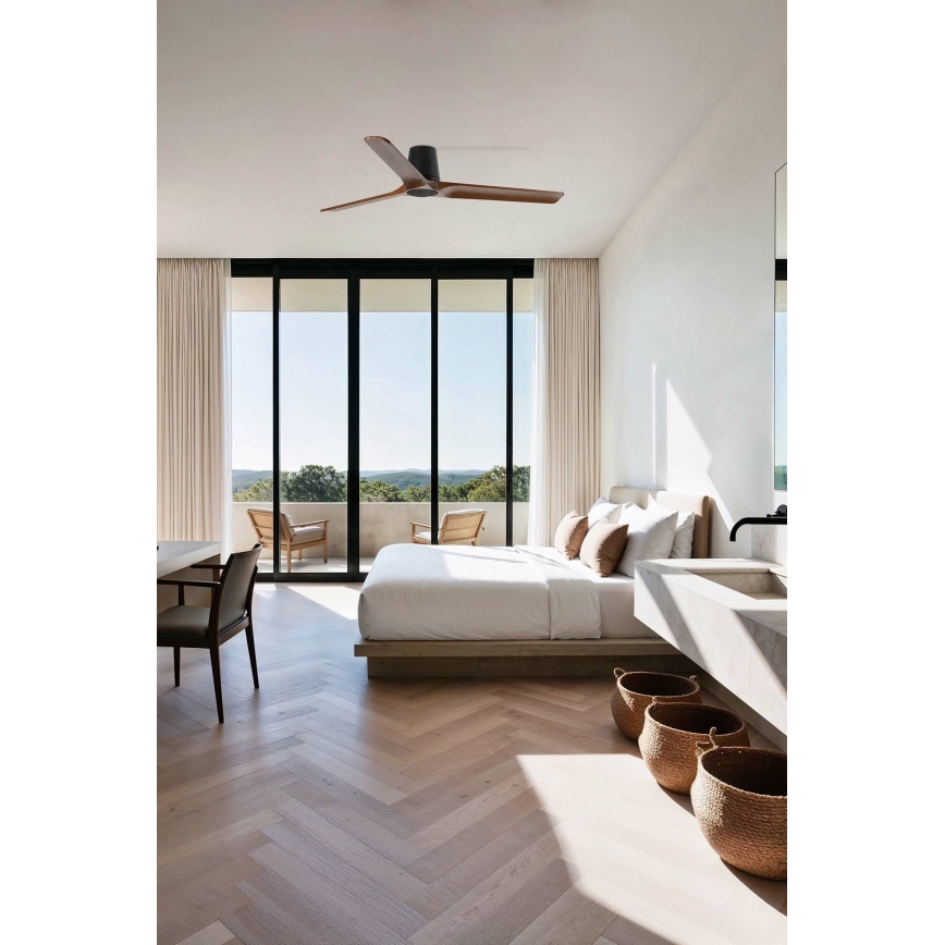 FARO 33839 - Ανεμιστήρας οροφής HEYWOOD TUB L πεύκο/μαύρο διάμετρος 132 cm + τηλεχειριστήριο