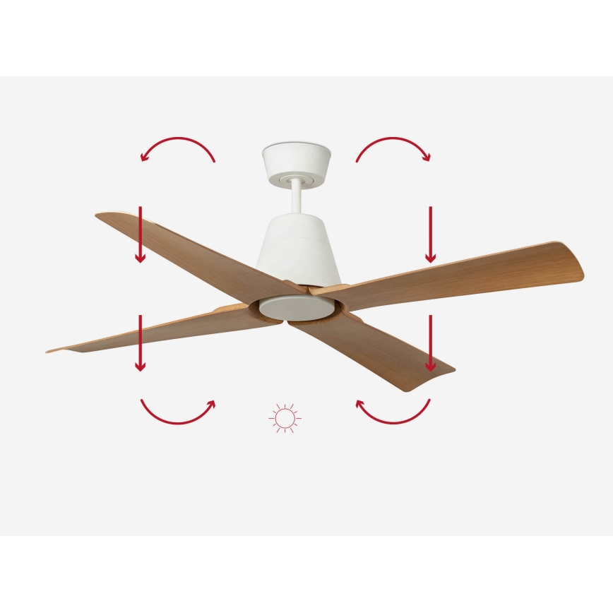 FARO 34105 - Ανεμιστήρας οροφής TYPHOON M καφέ/λευκό IP44 + τηλεχειριστήριο