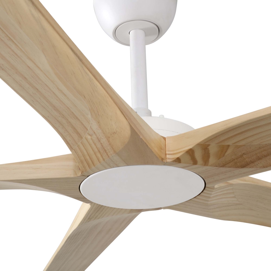 FARO 34191WT - Ανεμιστήρας οροφής BIGWOOD XL πεύκο/λευκό διάμετρος 200 cm Wi-Fi Tuya + τηλεχειριστήριο