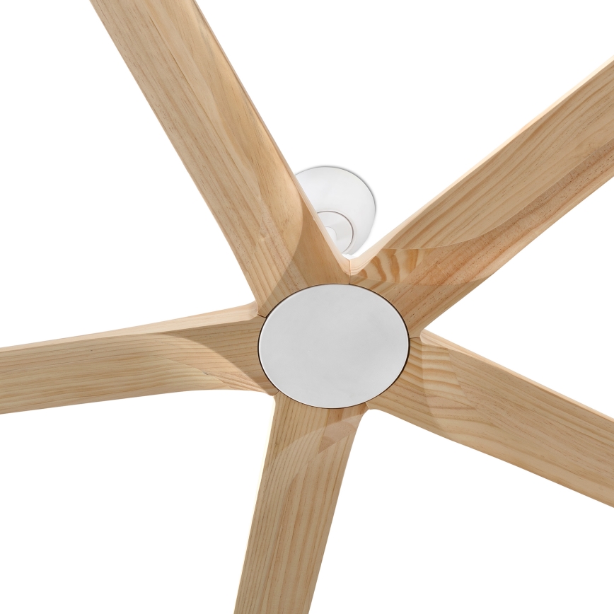 FARO 34191WT - Ανεμιστήρας οροφής BIGWOOD XL πεύκο/λευκό διάμετρος 200 cm Wi-Fi Tuya + τηλεχειριστήριο