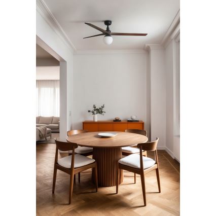 FARO 34276-11L - Ανεμιστήρας οροφής KLIM L 1xE27/15W/230V ξύλο/μαύρο διάμετρος 150 cm + τηλεχειριστήριο