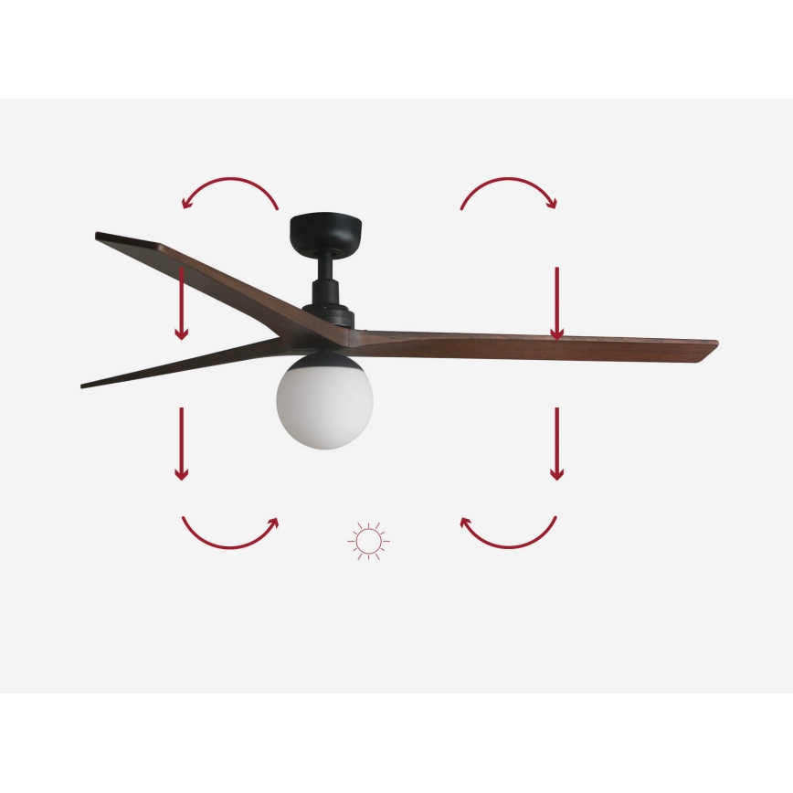 FARO 34276-11L - Οροφής ανεμιστήρας KLIM L 1xE27/15W/230V καρυδιά/μαύρο διάμ. 150 εκ. + τηλεχειριστήριο