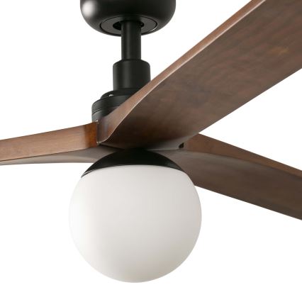 FARO 34276WT-11L - Ανεμιστήρας οροφής KLIM L 1xE27/15W/230V ξύλο/μαύρο διάμετρος 150 cm Wi-Fi Tuya + τηλεχειριστήριο