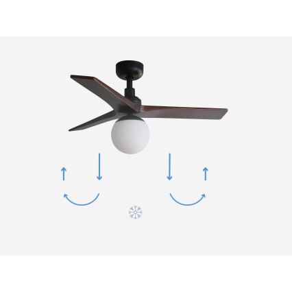 FARO 34278-11L - Ανεμιστήρας οροφής KLIM S 1xE27/15W/230V ξύλο/μαύρο διάμετρος 92,5 cm + τηλεχειριστήριο