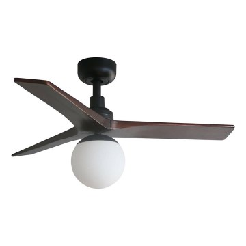 FARO 34278WT-11L - Ανεμιστήρας οροφής KLIM S 1xE27/15W/230V ξύλο/μαύρο διάμετρος 92,5 cm Wi-Fi Tuya + τηλεχειριστήριο