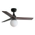 FARO 34278WT-11L - Οροφής ανεμιστήρας KLIM S 1xE27/15W/230V καρυδιά/μαύρο διάμ. 92,5 εκ. Wi-Fi Tuya + τηλεχειριστήριο