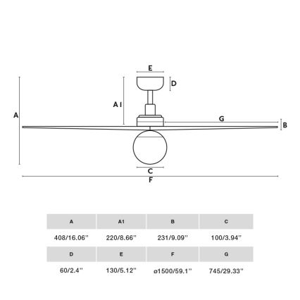 FARO 34279WT-11L - Ανεμιστήρας οροφής KLIM L 1xE27/15W/230V ξύλο/λευκό διάμετρος 150 cm Wi-Fi Tuya + τηλεχειριστήριο