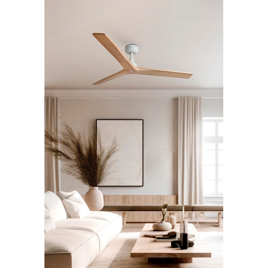 FARO 34280 - Ανεμιστήρας οροφής KLIM M πεύκο/λευκό διάμετρος 125 cm + τηλεχειριστήριο