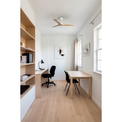 FARO 34281 - Ανεμιστήρας οροφής KLIM S πεύκο/λευκό διάμετρος 92,5 cm + τηλεχειριστήριο