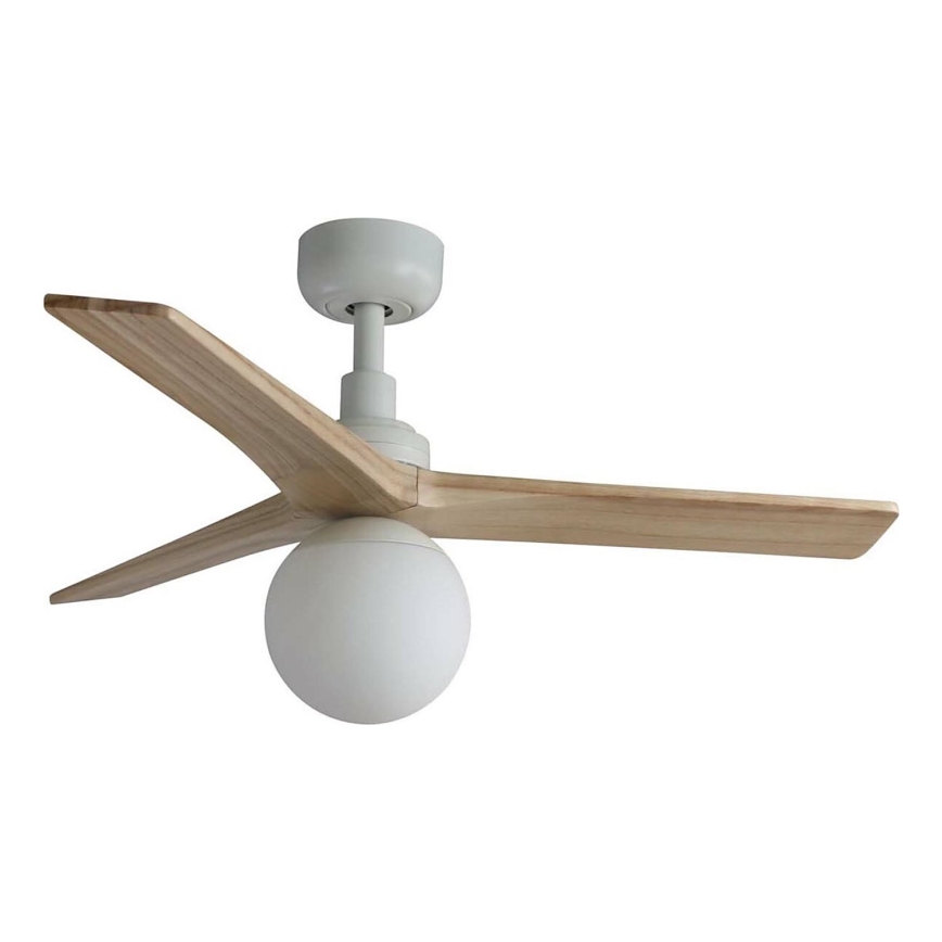 FARO 34281WT-11L - Οροφής ανεμιστήρας KLIM S 1xE27/15W/230V πεύκο/λευκό διάμετρος 92,5 εκ. Wi-Fi Tuya + τηλεχειριστήριο