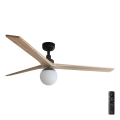 FARO 34282-11L - Ανεμιστήρας οροφής KLIM L 1xE27/15W/230V πεύκο/μαύρο διάμετρος 150 cm + τηλεχειριστήριο